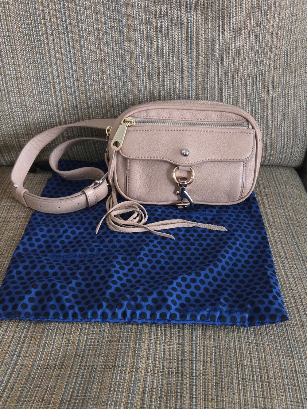 Rebecca Minkoff Pink Pebble Leather Crossbody Camera Belt Bag w/ dusty